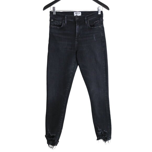 AGOLDE Sophie High Rise Modal Blend Skinny Black Temple Crop Jeans Size 25 - Picture 1 of 8